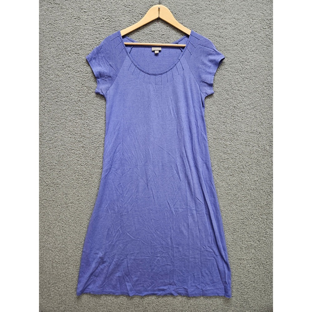 J. Jill T-Shirt Dress Small Purple Pima Cotton Modal Pleated Scoop Neck Casual